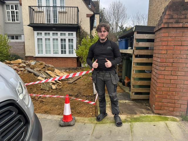 JDW Landscapes carrying out driveway groundwork, Surrey