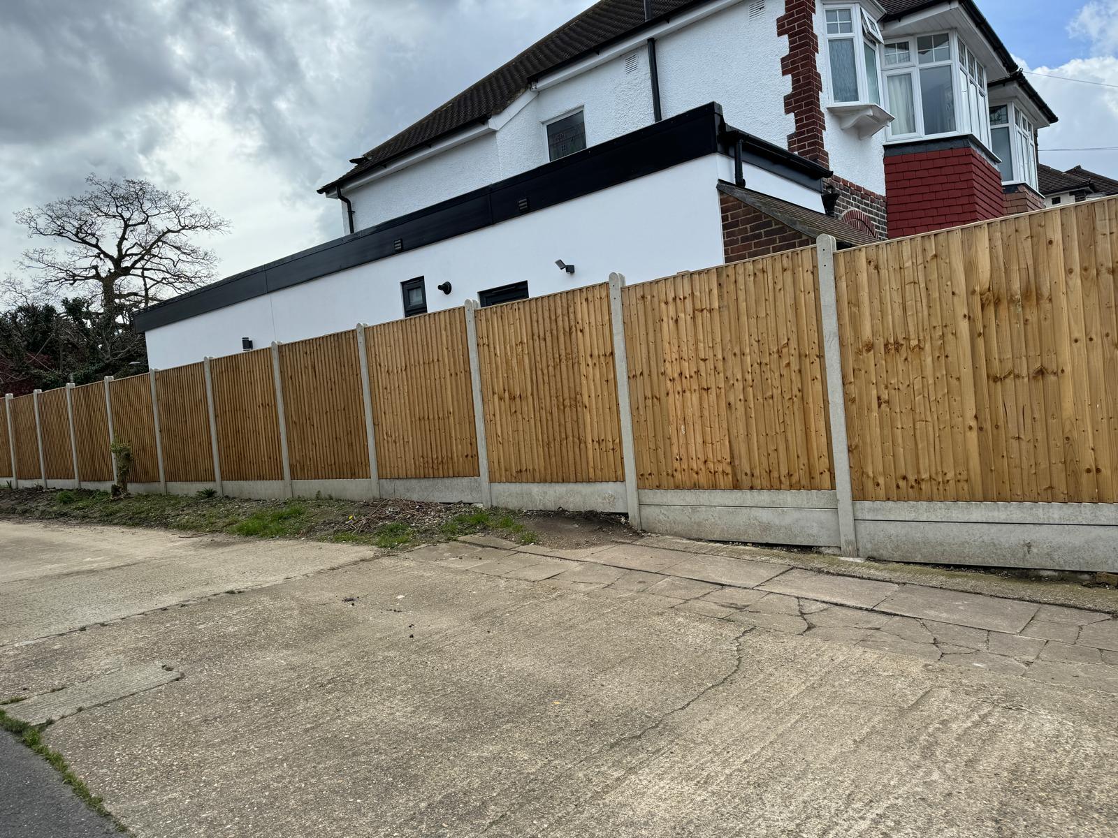 New closeboard fencing on concrete posts, Surrey