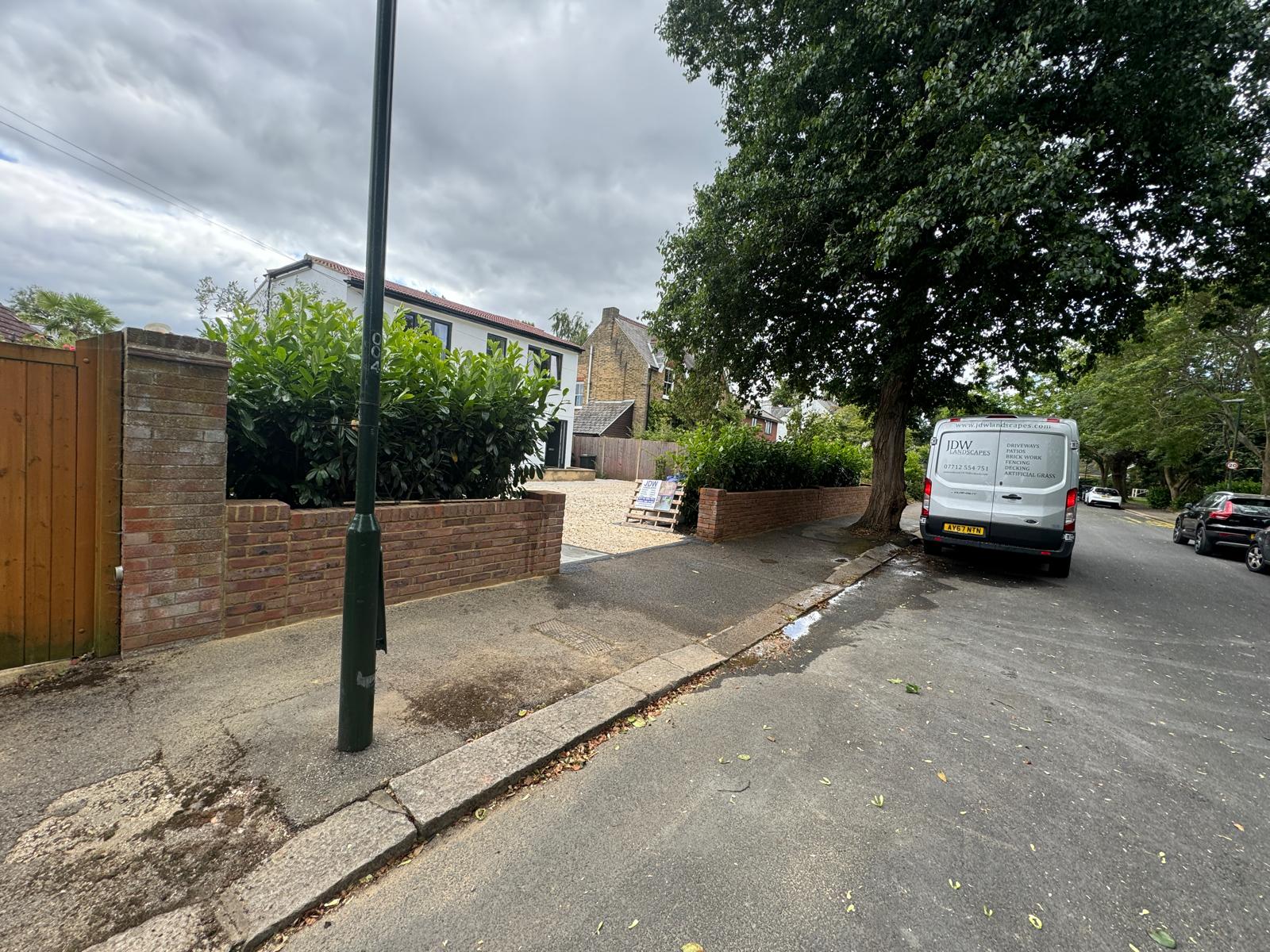 New brick boundary wall and driveway entrance, Surrey